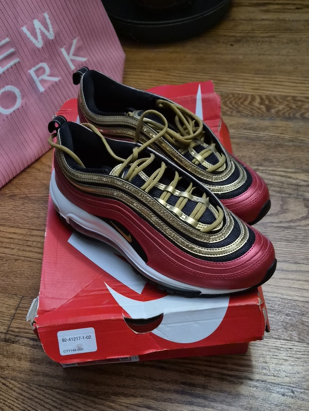 Nike Metallic Red and Gold Air Max 97 Sneakers